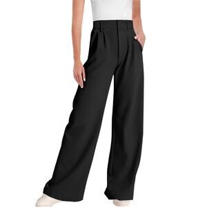New Medium Wide Leg, High Waisted Casual Trousers with Pockets